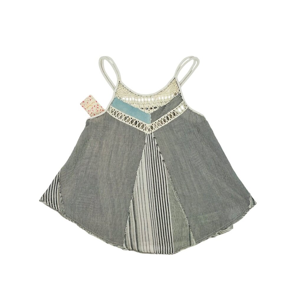 NWT Free People Striped Crochet Trim Sleeveless Top | Coastal Grandma Boho Indie - Picture 12 of 16